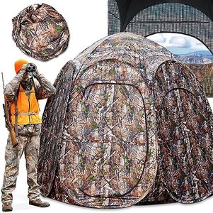 Hunting Blind Ground Portable, 30% More Huge Interior 4-Person 300D Polyester Durable Hunting Blinds Tent Pop Up for Deer & Turkey Hunting with Carrying Bag 84"x74"x78"H (Camouflage)