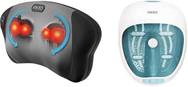 HoMedics Cuscino Massaggiante Shiatsu, Massaggiatore Cervicale Elettrico Multiuso & Foot Spa, Pediluvio Massaggiatore Piedi 4 in 1 con Idromassaggio, Massaggio Vibrante