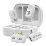 Hollyland Lark A1 Combo Wireless Microphone for iPhone 17/16/15/14/13/12/Android, Magnetic Mini Mic, Ultra-Lightweight, Noise Cancellation (2TX + USB-C RX + Lightning RX + Charging Case, White)