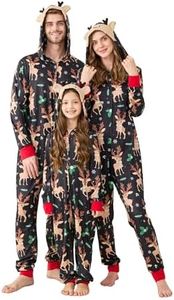 Zuafy Christmas One Piece Pajamas for Family Zipper Soft Matching Outfit Long Sleeves Onesie Elk