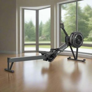 Professional Indoor Rowing Machine, 242 * 61 * 109cm Adjustable Air Resistance Rowing Machines for Home, Ergonomic Comfort Seat, Performance Monitor and Device Holder, Easy Storage, Black