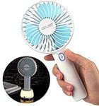 OCUBE Handheld Fan, Mini Hand Held Fan with 7 Color LED Light Base, 2000mAh Battery Operated USB Rechargeable Desk Fan, 3 Speeds Electric Portable Personal Cooling Fan for Home Office Travel (Blue)