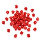 Pandahall 100pcs Red Rose Cinnabar Beads Detailed Carved Loose Prayer Beads for Buddha Mala Jewelry Making Necklace Bracelet Supplies 10mm Hole: 1.5mm