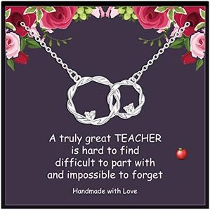 YANCHUN Teacher Appreciation Gifts Teacher Necklaces for Women Teacher Appreciation Necklace Apple Necklace Interlocking Circle Necklace Jewelry Gifts for Teacher, Metal, No Gemstone