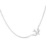 DAOCHONG S925 Sterling Silver Jewelry Doves Birds Faith Hope Love Choker Necklace 14+4", Metal, No Gemstone