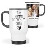 Personalised Travel Mug | This Human Belongs To | Dog Mum Mug, Dog Mum Gift | Dog Mum Present, Gift for Dog Mum, Dog Dad Gift | Dog Mum Travel Mug