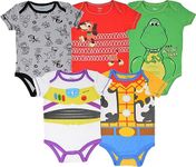 Disney Pixar Toy Story Woody Buzz Lightyear Slinky Dog Newborn Baby Boys 5 Pack Bodysuits 0-3 Months