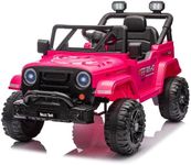 VOLTZ TOYS 12V Ride-On Car Truck for Kids with Open Doors, LED Lights, 2.4G Remote Control and MP3 Player with Music, Horn, Battery Powered Electric Vehicle Gift for Boys and Girls (Pink)