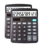 Desk Calculators Large Display 2 Pack,Solar Calculator, Basic Calculator with 12 Digits & Big Button,Office Calculator(Black)