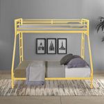 Royal Interiors Metal Bunk Bed for Kids | Twin Over Twin Bunker Bed for Adults with Metal Bed Frame and Sturdy Guardrail | Bunk Bed for Home with Mattress Queen (Bottom) + Single (Top)