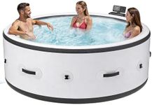 Blow Up Inflatable Hot Tub, Large Round Portable Hot Tub4-6 Person, Outdoor Spa with 150 Air Jets, Heater Pump and Insulated Cover, 81” X 28”, for Patio Garden and Outdoors