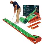 PERFECT PRACTICE (New Version) Putting Mat for Indoors - Indoor/Outdoor Putting Green with Ball Return, Realistic Surface Golf Putting Mat, Lay-Flat Technology - Golf Training Equipment – Compact Mat