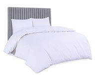 Sapphire Collection Luxury 100% Egyptian Cotton Duvet Quilt Cover & Pillowcase Bedding Set (White, King)