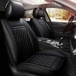 Inch Empire Universal All Seasons Textured Car Seat Covers and Cushions with Storage Pockets and Video Instructions, Full Set, Black Grid