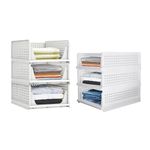 Aditya polymers 6 Pcs.(3 LARGE and 3 SMALL) Clothes Organizer For Wardrobe Cupboard| Foldable Stackable| MultiPurpose Adjustable Sliding Tray Basket| Almirah Closet Space Organiser| Shirt Stacker