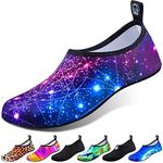 DigiHero Water Shoes for Women and Men, Quick-Dry Aqua Socks Swim Beach Womens Mens Shoes for Outdoor Surfing Yoga Exercise, Purple Starry Sky, 11-12 Women/10-11 Men