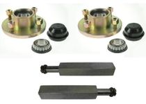 leisure MART Trailer axle set 2 x taper hubs 4 inch PCD with 2 x square stub axles Pt no. LMX1988