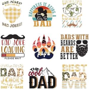 9pcs Dad Jokes Iron on Transfer Patches for Clothing DIY Washable Iron on Stickers for Clothes Heat Transfer Vinyl Decals Appliques