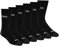 PUMA mens 6 Pack Crew Socks, Black/