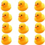 UMBWORLD Preschool Bath Toys Rubber Floating Squeaky Baby Wash Shower Toy for Toddlers Kids Party Decoration 12 Pcs (Yellow Duck)