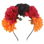 Lopsity Mexican Flower Crown Headband Hawaiian Frida Floral Rose Flower Crown Fake Flower Crowns Headbands For Women Girl Flower Wreath Party Costume (B)