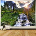 FENDROM Mountain Sunset Waterfall Tapestry Forest Tree Nature Landscape Tapestries Tropical Rainforest Scenery Tapestry Psychedelic Wall Hanging Headboard for Bedroom Living Room Home Decor