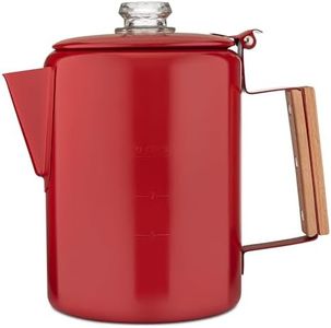 COLETTI Bozeman Camping Coffee Pot — Camping Coffee Makers, Coffee Percolator – America's Sleekest Percolator – NO Aluminum or Plastic (Red)