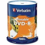 Verbatim 4.7GB up to 16x White Inkjet Printable Recordable Disc DVD-R, 100-Disc Spindle 95153