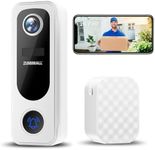 ZUMIMALL Doorbell Camera Wireless, Video Doorbell Wireless with Chime, 2 Way Audio, Voice Changer, 30s Voice Message, Anti-Theft, AI Detection, 2.4Ghz WiFi Only, Battery Powered, Work with Alexa,White