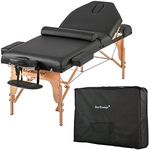 BestMassage Massage Table Protable Massage Bed 30In Wide Lash Bed Height Adjustable Salon Bed 4InThick PU with Half Bolster Oxford Cloth Backpack for Spa Footmassage Facial CareSpa Tattoo,Black