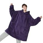 Bedsure Wearable Blanket Hoodie Women - Fluffy Fleece Hoodie Blanket for Men, Warm & Cozy Gifts for Women Men Her Mum, Purple, XL