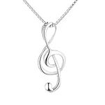 Belons Women Necklace, 925 Sterling Silver Treble Clef Musical Note Pendant Necklace, Gift for Girls Women