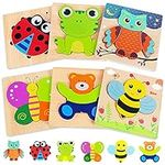 Bekayshad Wooden Puzzles Toddler Toys Gifts for 1 2 3 Year Old Boys Girls, 6 Pack Animal Jigsaw Puzzles Montessori Toys, Learning Educational Christmas Birthday Gifts for Girls Boys Ages 1-3