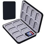 Wesoke Game Card Case for Nintendo Switch/OLED/Lite or Micro SD Memory Cards, Portable Black Game Card Storage Holder Box Cartridge Case with 16 Game Card Slots & Magnetic Closure & Hard Shell