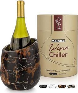 Gusto Nostro Marble Wine Chiller Bucket - 750ml Wine Bottle Cooler and Champagne Chiller for Party, Kitchen, Bar Cart Decor to Chill & Keep Bottles Cold with Unique Wine Lovers Gift Box, Black & Gold