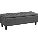 Yaheetech Polyester Ottoman with Storage Classic 125-Centimetre Entryway Footstool with Storage Coffee Table Footstool Bench Multipurpose Foot Rest Sofa Stool Dark Grey