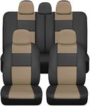 BDK Croc Skin Faux Leather Car Seat Covers, Full Set Beige – Front and Back Split Bench Seat Covers, Airbag Compatible, Interior Covers for Cars Trucks Vans and SUVs