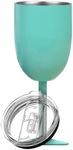 Stainless Steel Wine Glass Tumbler, Vacuum Double Wall Insulated with lid, Luxury Cold Drink Glass, Champagne Unbreakable Travel Goblets Drinkware for Outdoor, Camping, Wedding Anniversary (Turquoise)