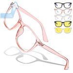 Kalevel Anti Blue Ray Glasses for Women Gilrs Stylish Zero Power for Computer Mobile Reading Transparent (Pink)