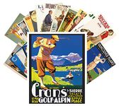 Postcard Pack 24pcs Golf Player Vintage Sport Travel Posters Magazines Ads