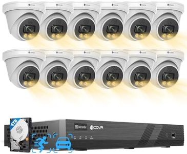 4COVR 4K PoE Security Camera System 16 Channel, 2-Way Talk & Smart Full Color Night Vision, AI Smart Detection, 4TB NVR Surveillance for Business, 12X 8MP Commercial Dome IP Camera IP67, LY97KA8M1612