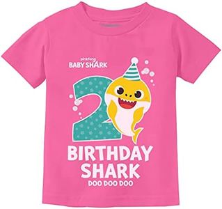2nd Birthday Baby Shark Shirt 2 Year Old Birthday Boy Girl Toddler Kids T-Shirt 2T Pink