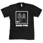 Mens Game Over T Shirt Funny Wedding T Shirts Humor Bachelor Party Novelty Tees, Black, X-Large