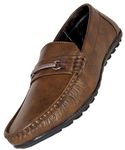 NEULY Vibe-2 Men's Faux Leather Casual Moccasin Loafer Shoes (Brown, 6)