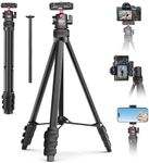 2 in 1 Camera Phone Video Tripod - ULANZI TT51 Portable Tripod Stand I 360° Rotable Ball Head I Hidden Cold Shoe Phone Holder I 600g Lightweigt I 1.38m/51in Long I 5 Section Extenable Vlog Tripod