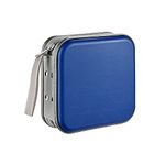 LIOVODE DVD Case, 48 Capacity CD Case Media Storage Holder Wallet Disc Collection Hard Plastic Booklet Organizer for Car(Blue)