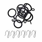 20PCS 25MM Black Metal Curtain Ring with Eyelet and 20pcs Metal Drapery Pin Hooks for Pencil Pleat Curtain