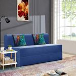 Urban Decor Folding Sofa | 2 - Seater, 4 x 6 Feet - Sofa Cum Bed | Sofa Cum Bed with Cushion & Jute Fabric for Living Room - Blue Color