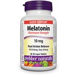 Webber Naturals Melatonin 10 mg Maximum Strength, 60 Dual Action Release Tablets, For Sleep Support, Vegan