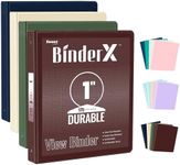 4 Pack Extra Durable 3 Ring Binders 1 Inch, Sooez 1” Three Round Ring Binders, Clear Customizable View Cover for Letter Size 8.5'' x 11'' Papers, Teacher Must Have, School Office & Home Supplies